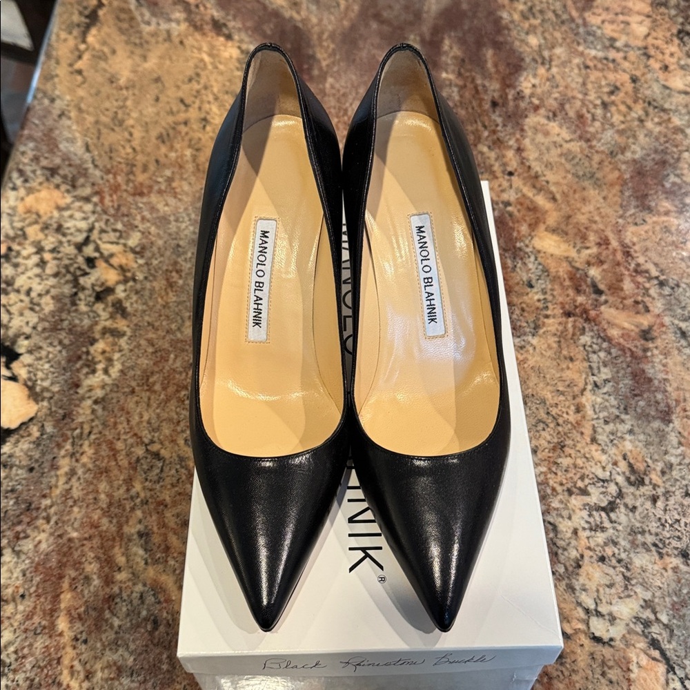 Manolo Blahnik Classic Black Leather Heels